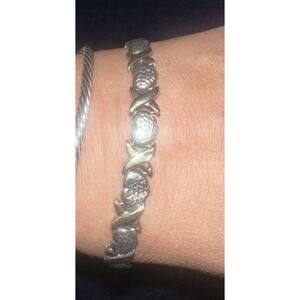 Hearts And X’s Love Bracelet PGDA 925 Sterling 1/10 10K Gold Diamond Cut Pattern